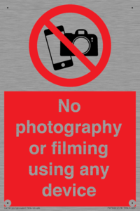 No photography or filming using any device